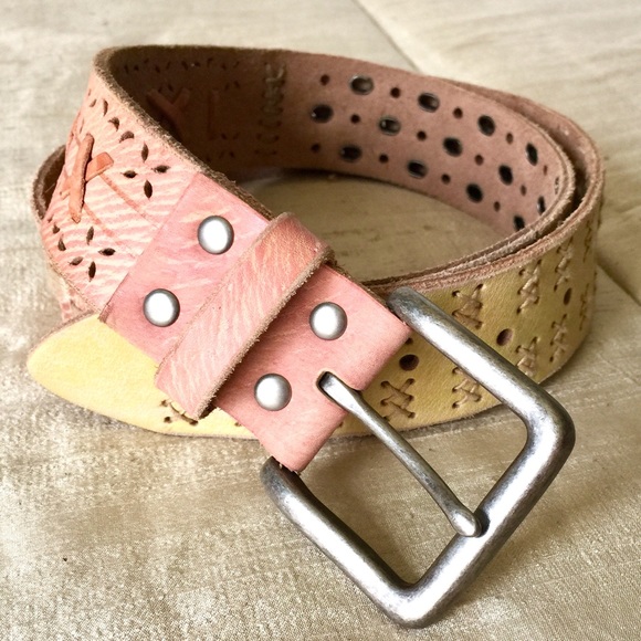 Fossil Accessories - Fossil Pink, Yellow & Cream Boho Belt